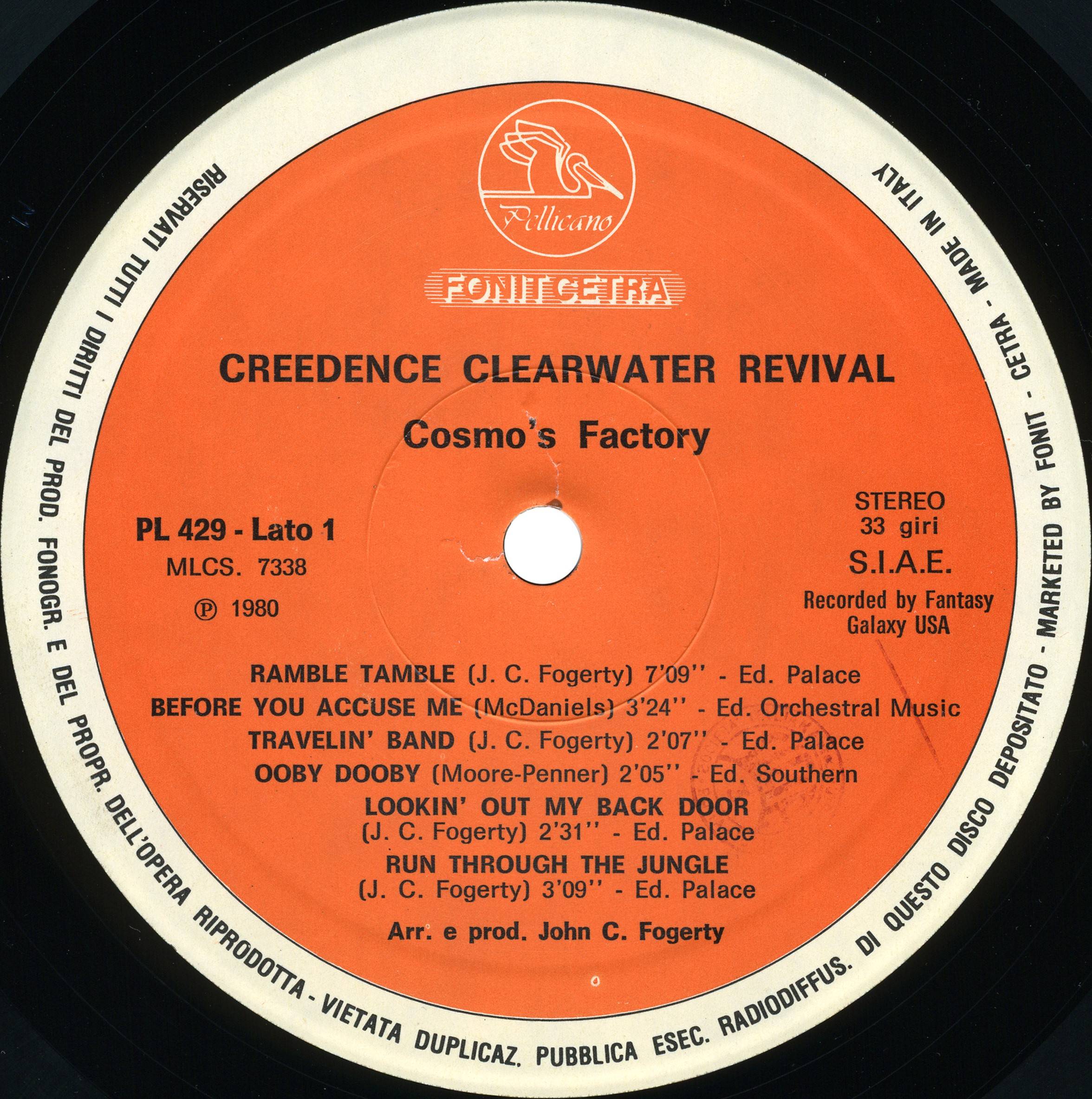 Creedence Clearwater Revival Cosmos Factory [lp label a ita]